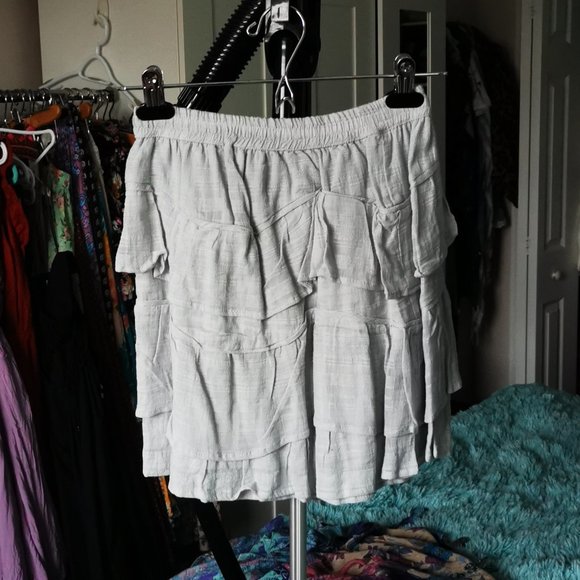 Ruffled Blue Cotton Skirt - Picture 2 of 5